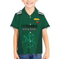 Custom Lithuania Football Family Matching Off Shoulder Short Dress and Hawaiian Shirt Vytis Lithuanian Lietuva Green Version