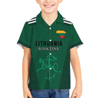 Custom Lithuania Football Family Matching Short Sleeve Bodycon Dress and Hawaiian Shirt Vytis Lithuanian Lietuva Green Version