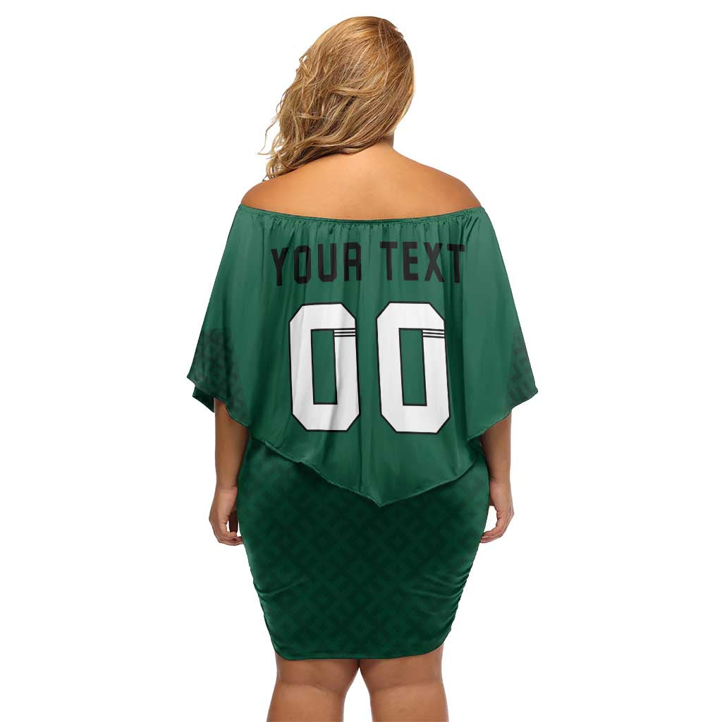 Custom Lithuania Football Off Shoulder Short Dress Vytis Lithuanian Lietuva Green Version