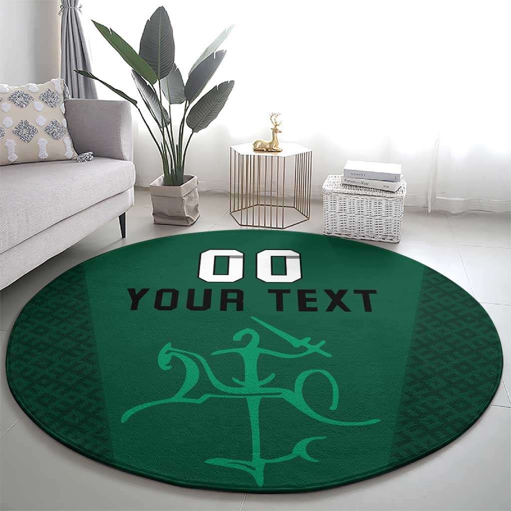 Custom Lithuania Football Round Carpet Vytis Lithuanian Lietuva Green Version