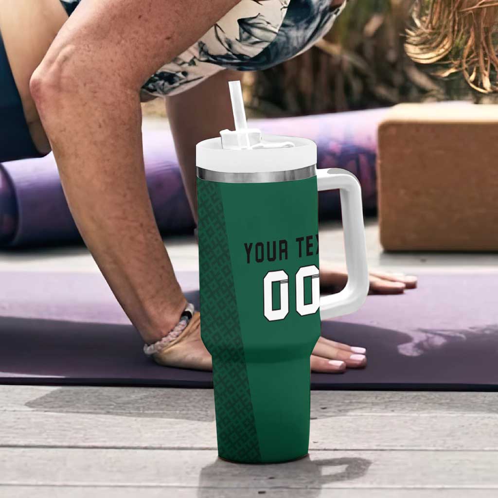 Custom Lithuania Fottball Tumbler With Handle Vytis Lithuanian Lietuva Green Version