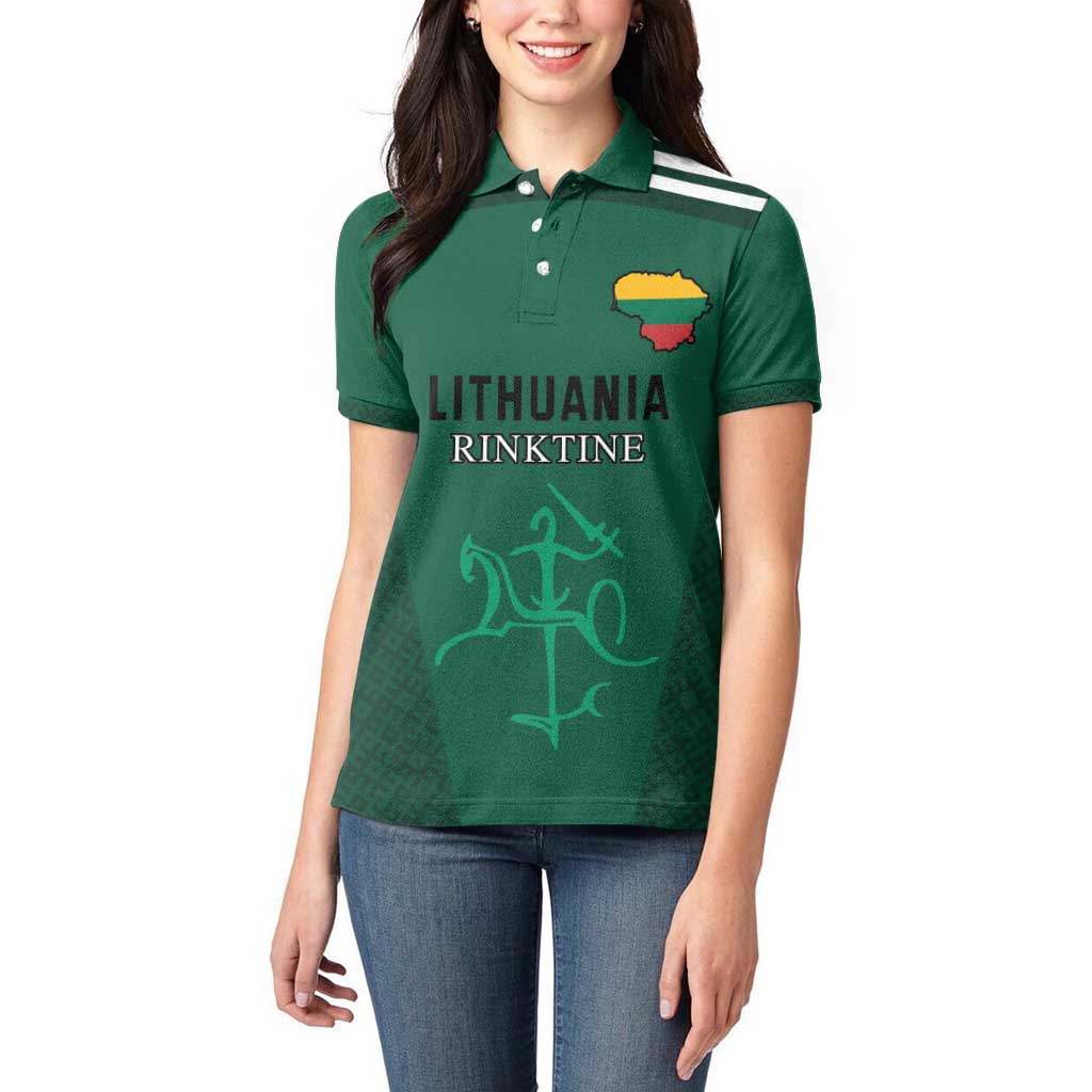 Custom Lithuania Football Women Polo Shirt Vytis Lithuanian Lietuva Green Version
