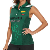 Custom Lithuania Football Women Sleeveless Polo Shirt Vytis Lithuanian Lietuva Green Version