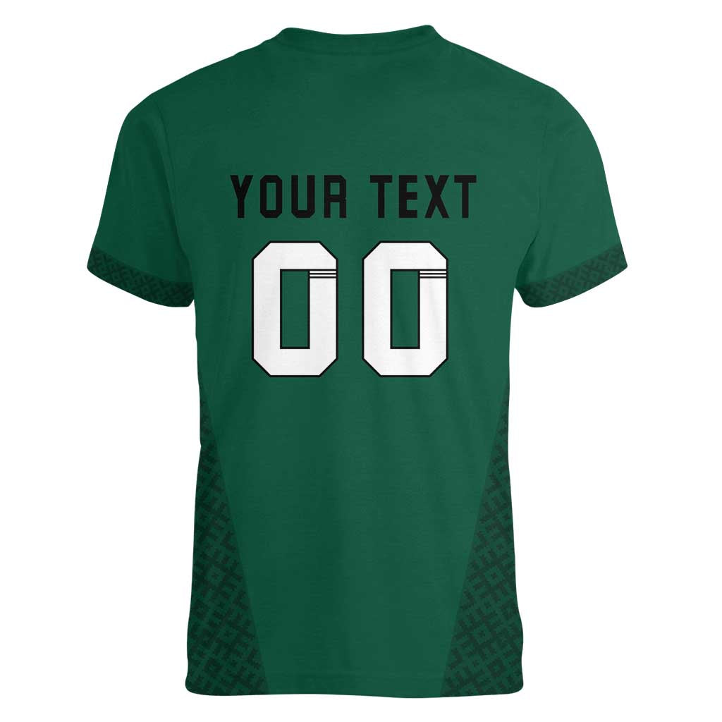 Custom Lithuania Football Women V-Neck T-Shirt Vytis Lithuanian Lietuva Green Version