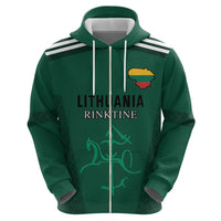 Custom Lithuania Football Zip Hoodie Vytis Lithuanian Lietuva Green Version