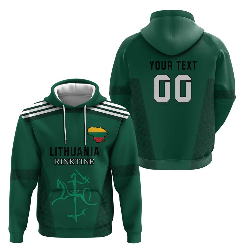 Custom Lithuania Football Zip Hoodie Vytis Lithuanian Lietuva Green Version