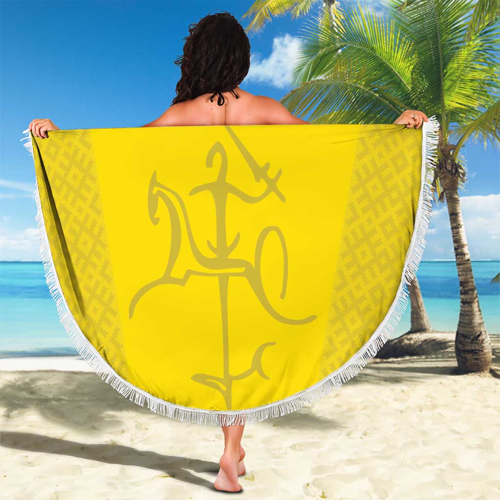 Custom Lithuania Football Beach Blanket Vytis Lithuanian Lietuva Yellow Version