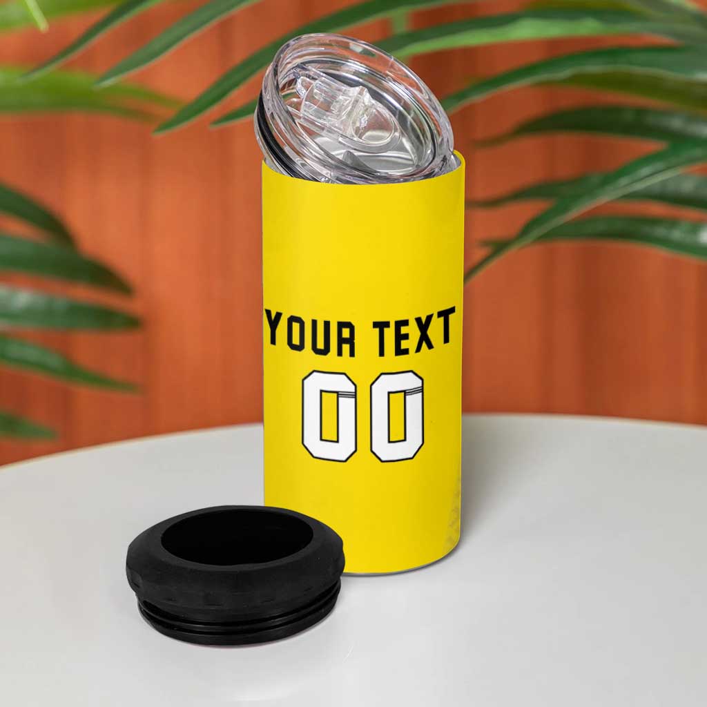 Custom Lithuania Fottball 4 in 1 Can Cooler Tumbler Vytis Lithuanian Lietuva Yellow Version