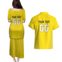 Custom Lithuania Football Couples Matching Puletasi and Hawaiian Shirt Vytis Lithuanian Lietuva Yellow Version