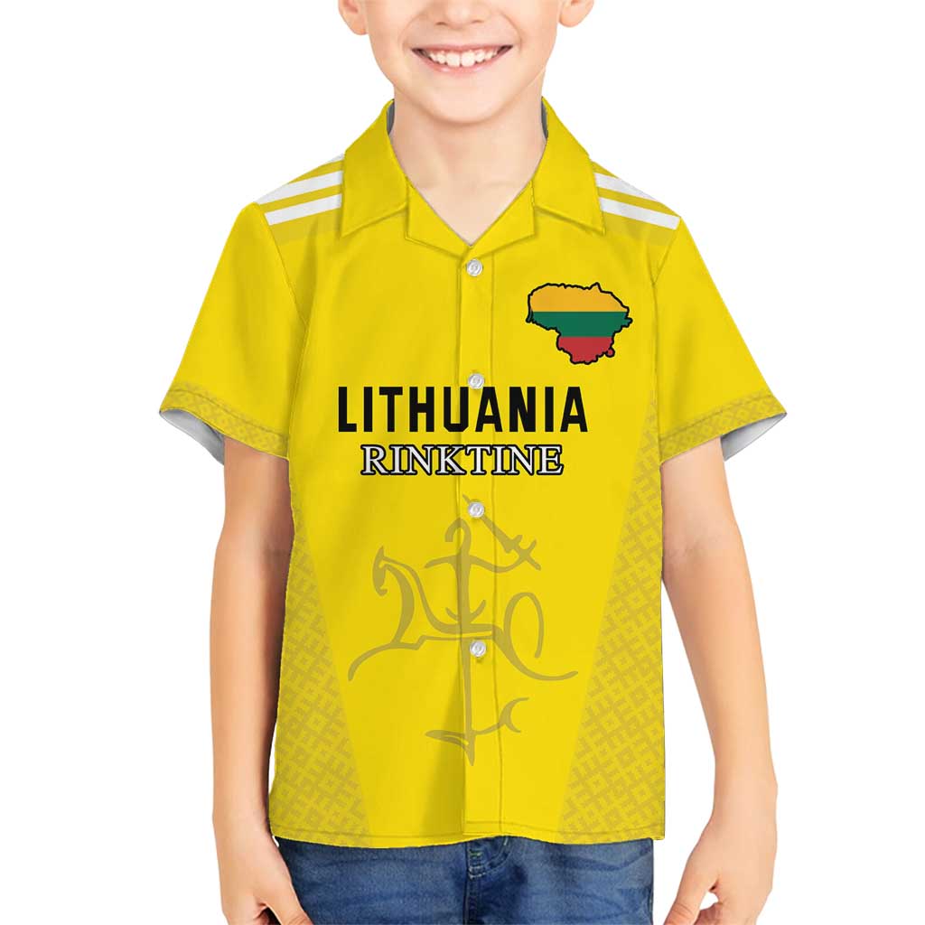 Custom Lithuania Football Family Matching Long Sleeve Bodycon Dress and Hawaiian Shirt Vytis Lithuanian Lietuva Yellow Version