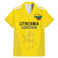 Custom Lithuania Football Family Matching Mermaid Dress and Hawaiian Shirt Vytis Lithuanian Lietuva Yellow Version