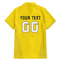 Custom Lithuania Football Family Matching Off The Shoulder Long Sleeve Dress and Hawaiian Shirt Vytis Lithuanian Lietuva Yellow Version