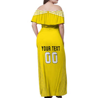 Custom Lithuania Football Family Matching Off Shoulder Maxi Dress and Hawaiian Shirt Vytis Lithuanian Lietuva Yellow Version
