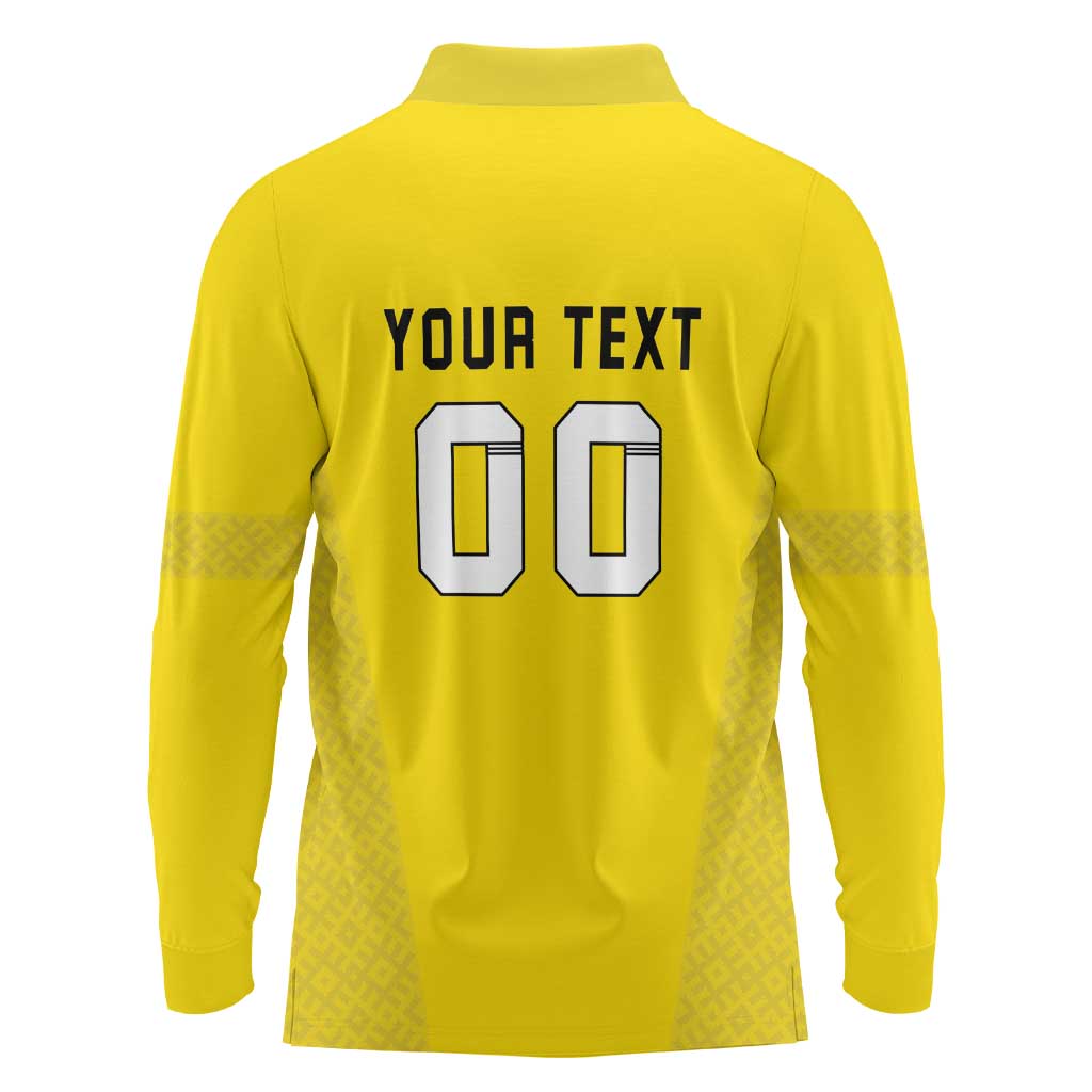 Custom Lithuania Football Long Sleeve Polo Shirt Vytis Lithuanian Lietuva Yellow Version