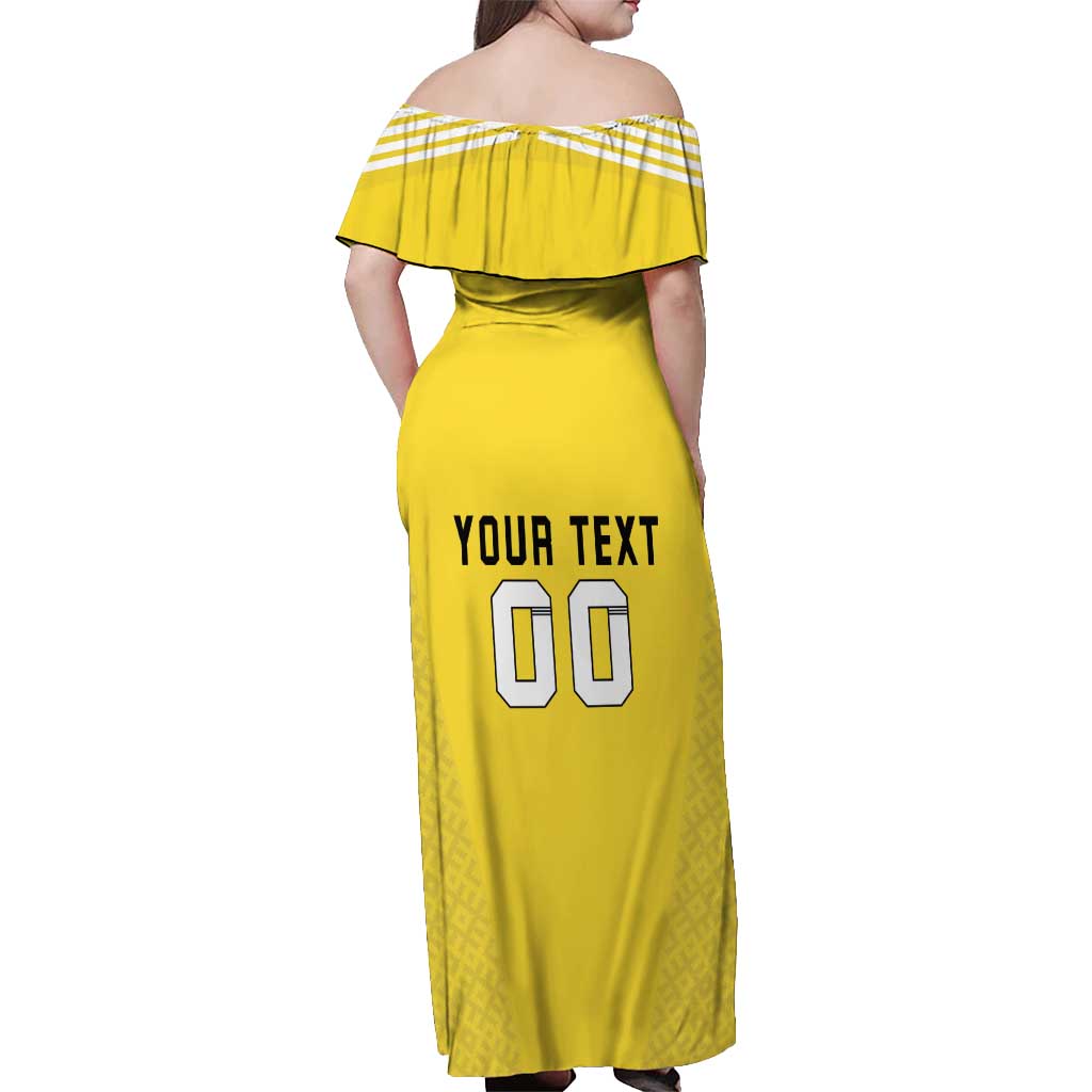 Custom Lithuania Football Off Shoulder Maxi Dress Vytis Lithuanian Lietuva Yellow Version