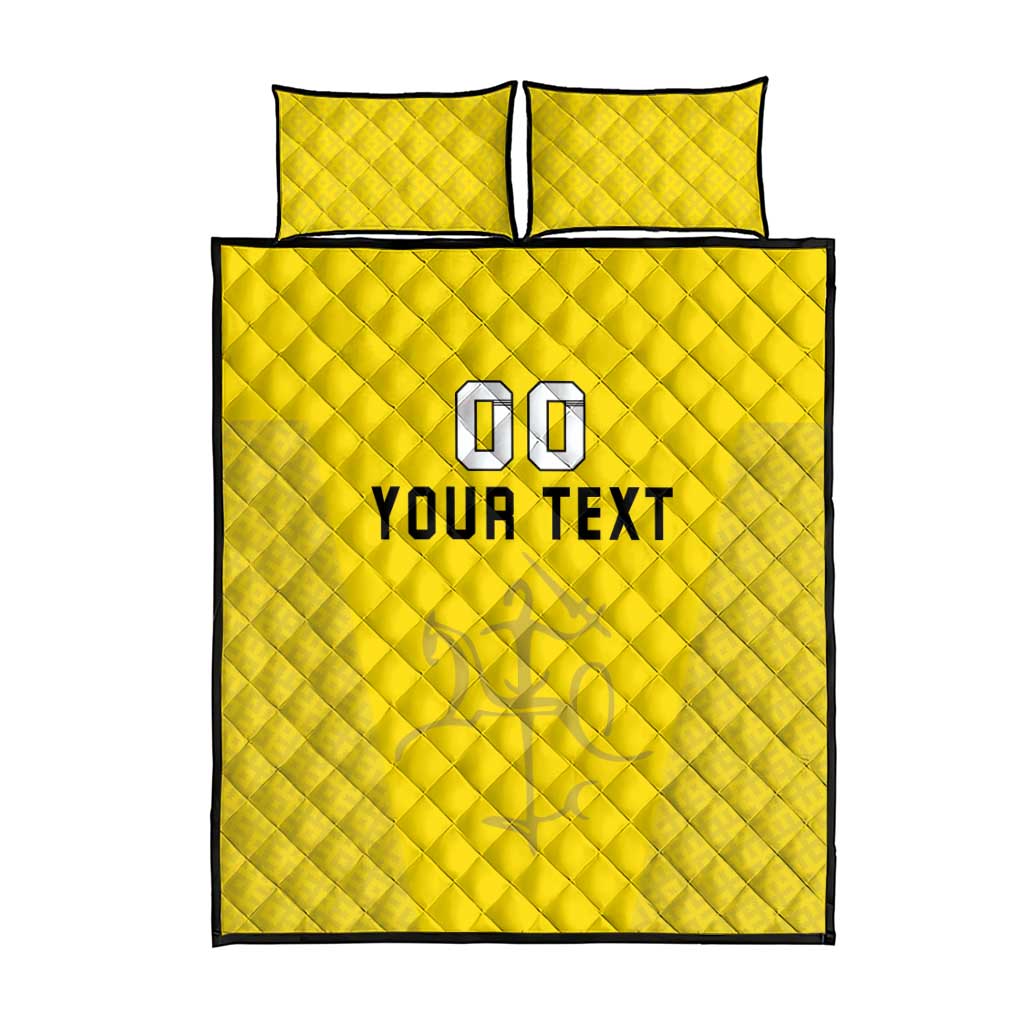 Custom Lithuania Football Quilt Bed Set Vytis Lithuanian Lietuva Yellow Version