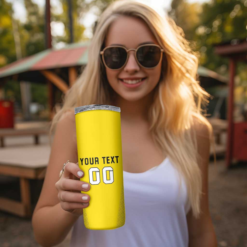 Custom Lithuania Fottball Skinny Tumbler Vytis Lithuanian Lietuva Yellow Version