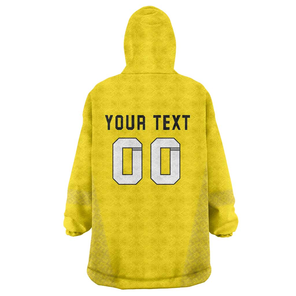 Custom Lithuania Football Wearable Blanket Hoodie Vytis Lithuanian Lietuva Yellow Version