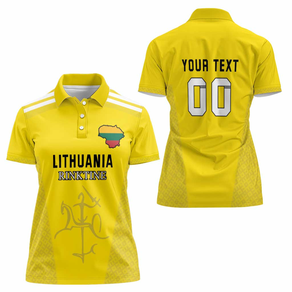 Custom Lithuania Football Women Polo Shirt Vytis Lithuanian Lietuva Yellow Version