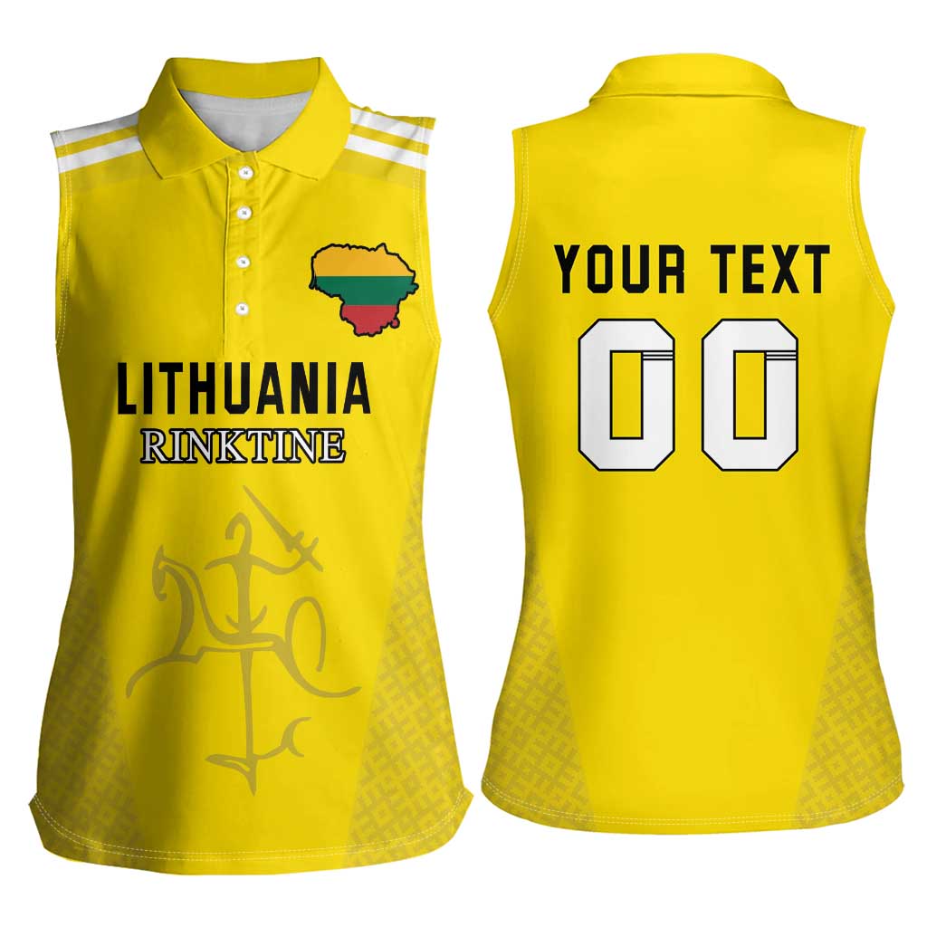 Custom Lithuania Football Women Sleeveless Polo Shirt Vytis Lithuanian Lietuva Yellow Version