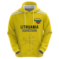 Custom Lithuania Football Zip Hoodie Vytis Lithuanian Lietuva Yellow Version