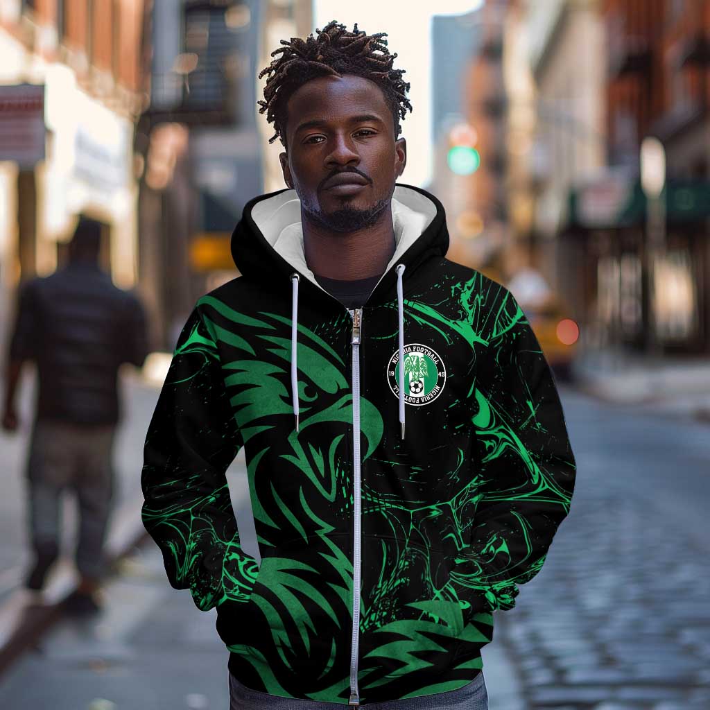 Custom Nigeria Football Zip Hoodie Super Eagles Power