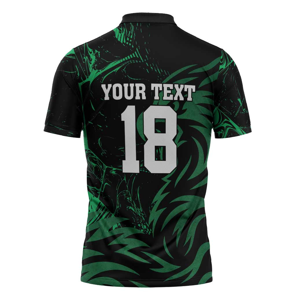 Custom Nigeria Football Zipper Polo Shirt Super Eagles Power