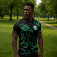 Custom Nigeria Football Zipper Polo Shirt Super Eagles Power