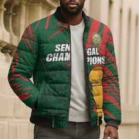 Custom Senegal Champions Football Bomber Puffer Jacket Lions of Teranga Rise Again