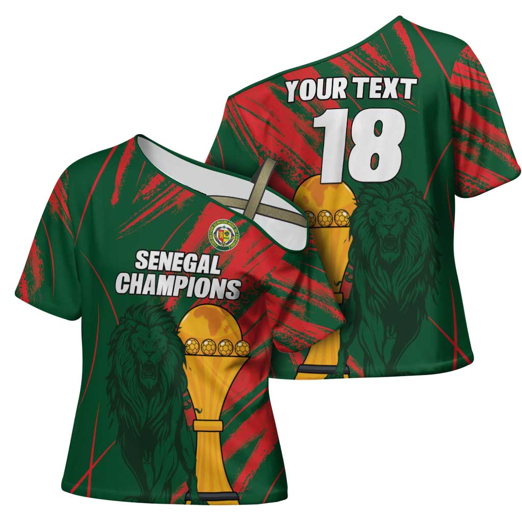 Custom Senegal Champions Football Cross Shoulder Shirt Lions of Teranga Rise Again