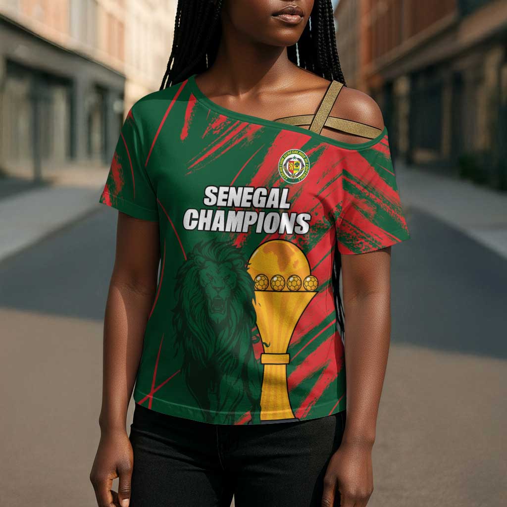 Custom Senegal Champions Football Cross Shoulder Shirt Lions of Teranga Rise Again