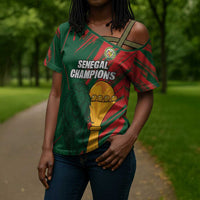 Custom Senegal Champions Football Cross Shoulder Shirt Lions of Teranga Rise Again