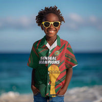 Custom Senegal Champions Football Kid Hawaiian Shirt Lions of Teranga Rise Again