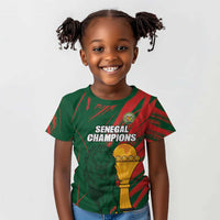 Custom Senegal Champions Football Kid T shirt Lions of Teranga Rise Again