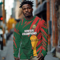 Custom Senegal Champions Football Long Sleeve Shirt Lions of Teranga Rise Again