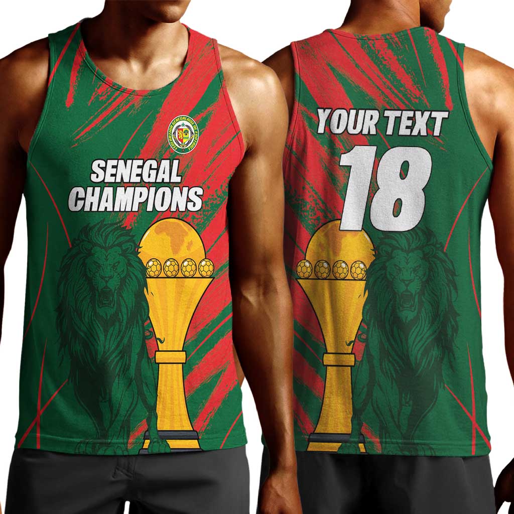 Custom Senegal Champions Football Men Tank Top Lions of Teranga Rise Again