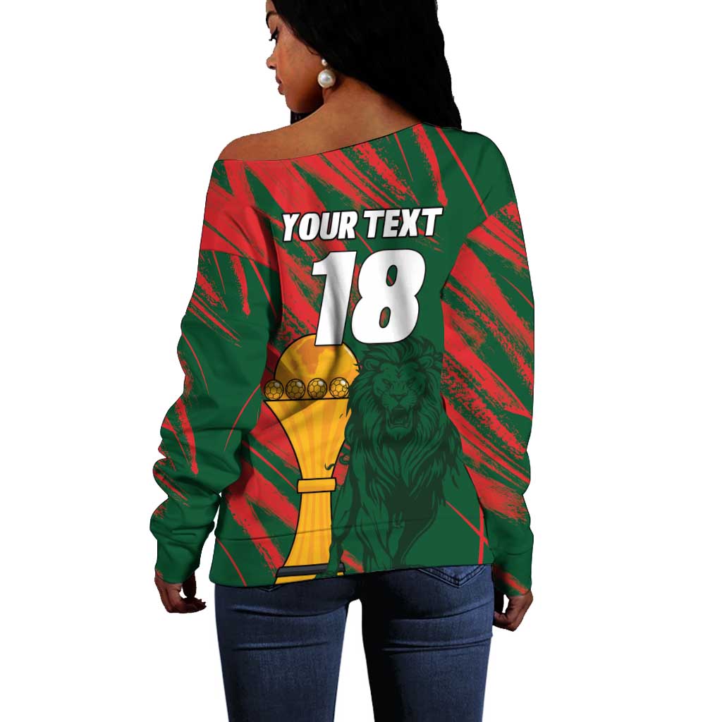 Custom Senegal Champions Football Off Shoulder Sweater Lions of Teranga Rise Again