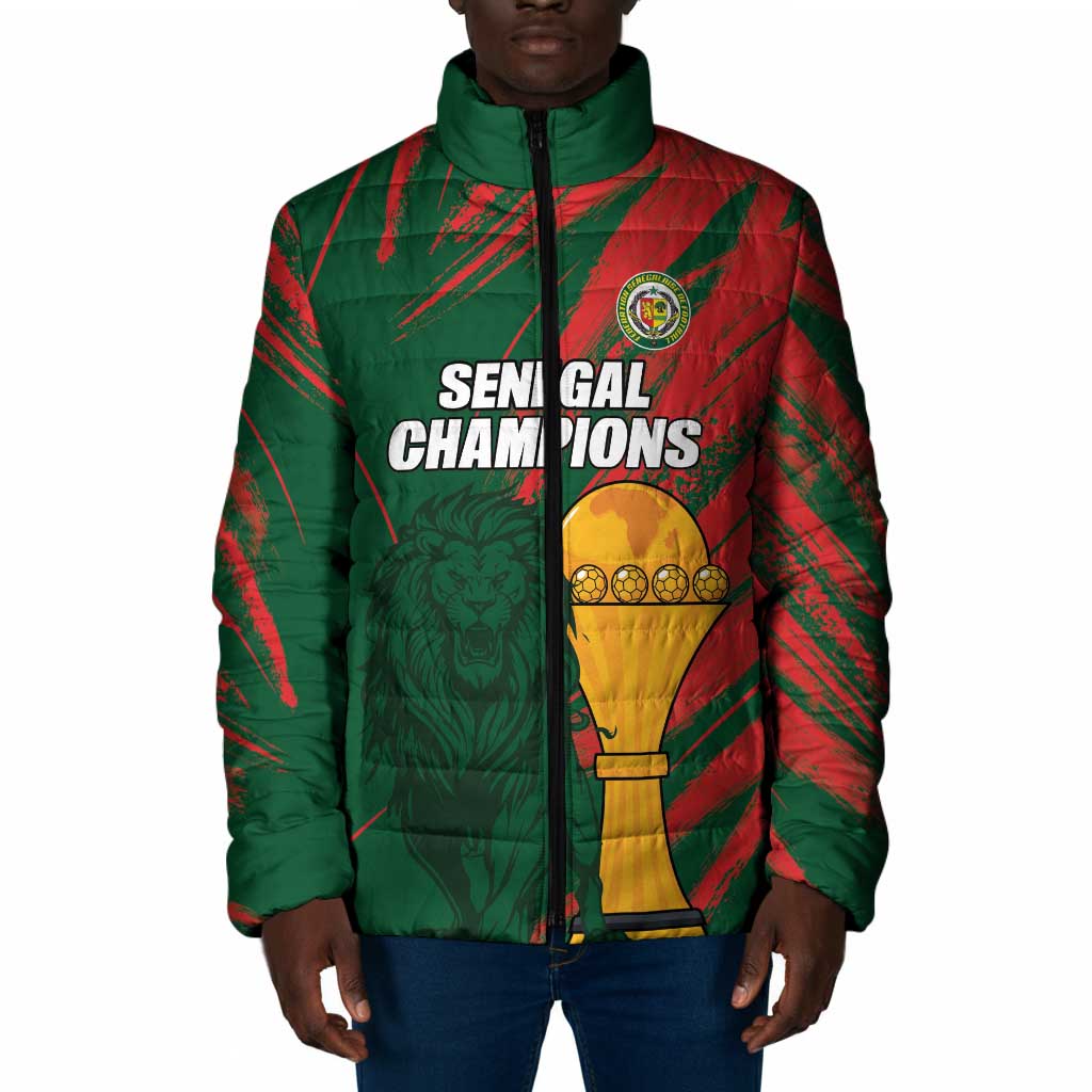 Custom Senegal Champions Football Padded Jacket Lions of Teranga Rise Again