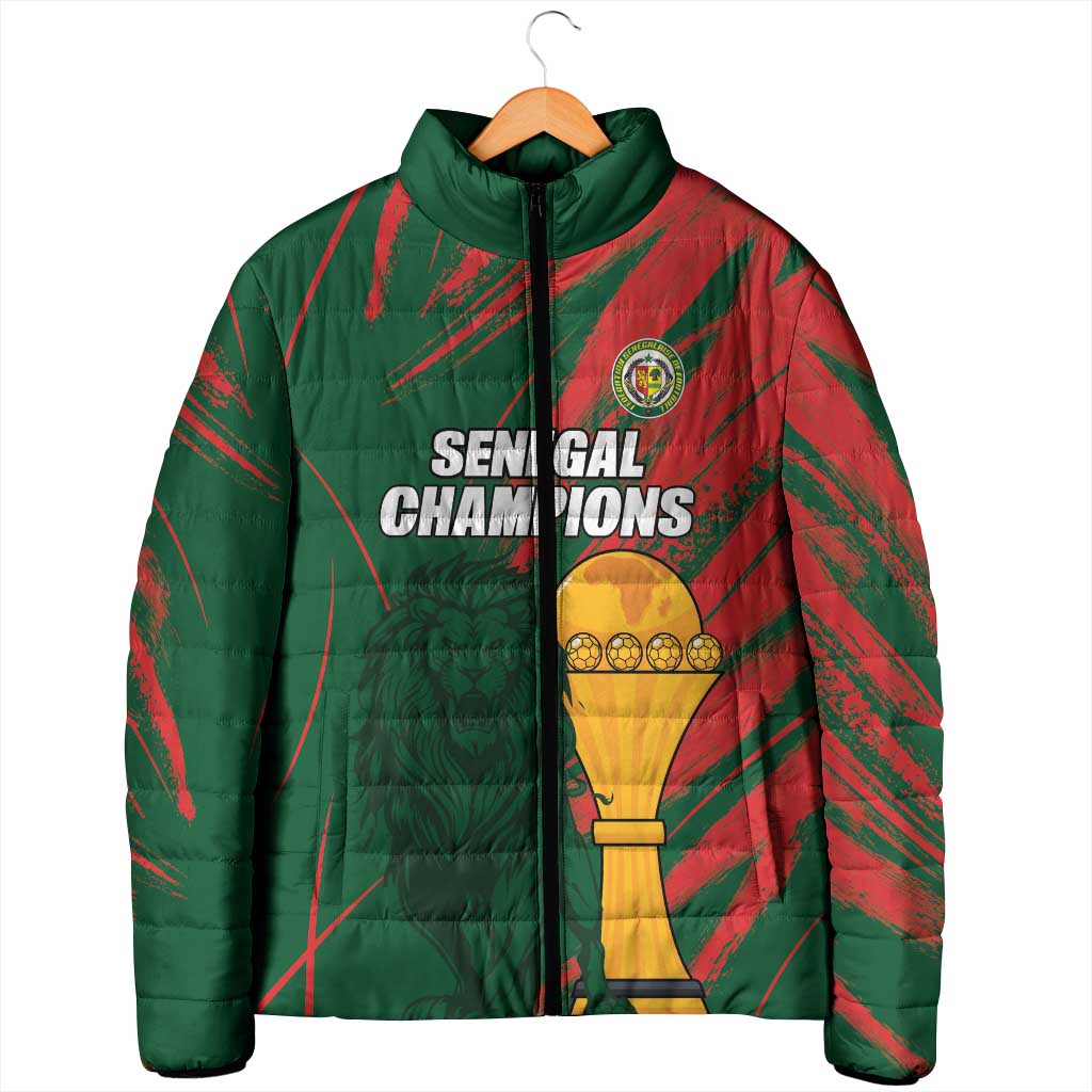 Custom Senegal Champions Football Padded Jacket Lions of Teranga Rise Again