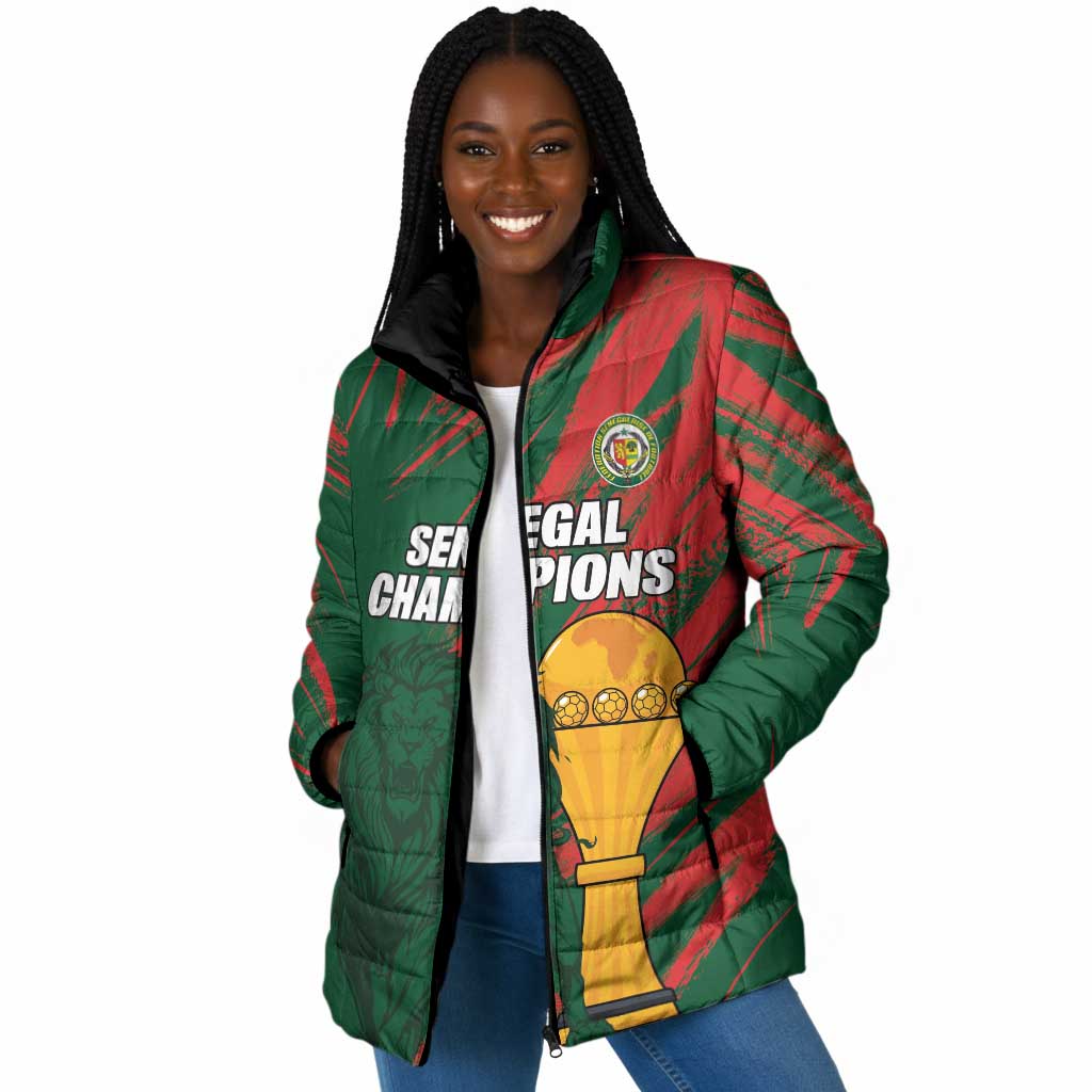 Custom Senegal Champions Football Padded Jacket Lions of Teranga Rise Again