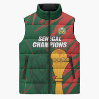 Custom Senegal Champions Football Sleeveless Puffer Jacket Lions of Teranga Rise Again