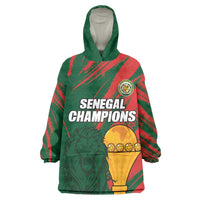Custom Senegal Champions Football Wearable Blanket Hoodie Lions of Teranga Rise Again