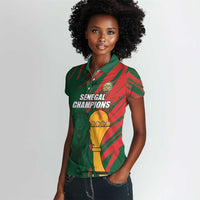 Custom Senegal Champions Football Women Polo Shirt Lions of Teranga Rise Again