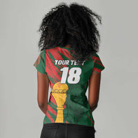 Custom Senegal Champions Football Women V-Neck T-Shirt Lions of Teranga Rise Again