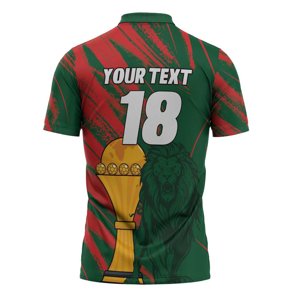 Custom Senegal Champions Football Zipper Polo Shirt Lions of Teranga Rise Again