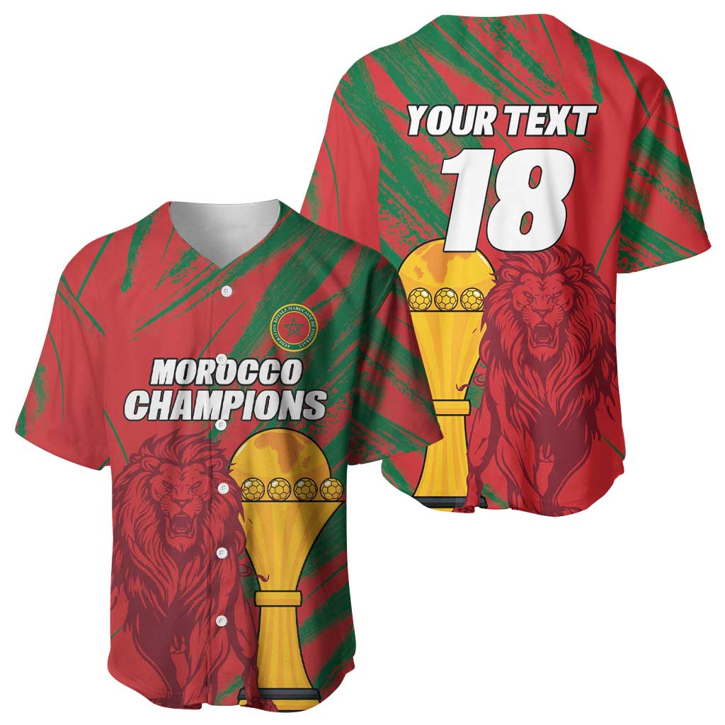 Custom Morocco Champions Football Baseball Jersey Atlas Lions Grunge Motif