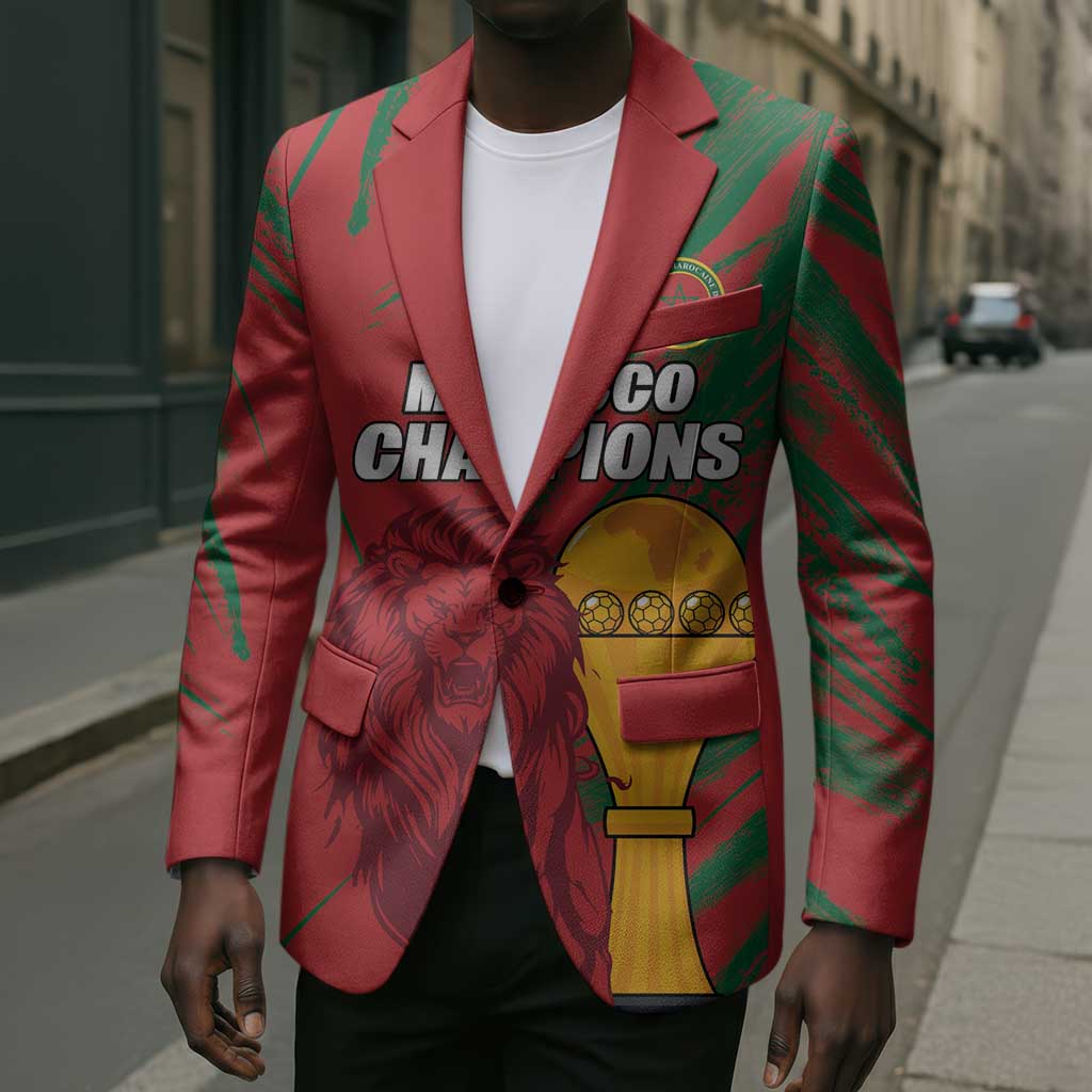 Custom Morocco Champions Football Blazer Atlas Lions Grunge Motif