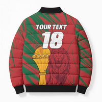 Custom Morocco Champions Football Bomber Puffer Jacket Atlas Lions Grunge Motif