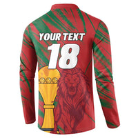 Custom Morocco Champions Football Button Sweatshirt Atlas Lions Grunge Motif