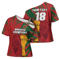 Custom Morocco Champions Football Cross Shoulder Shirt Atlas Lions Grunge Motif
